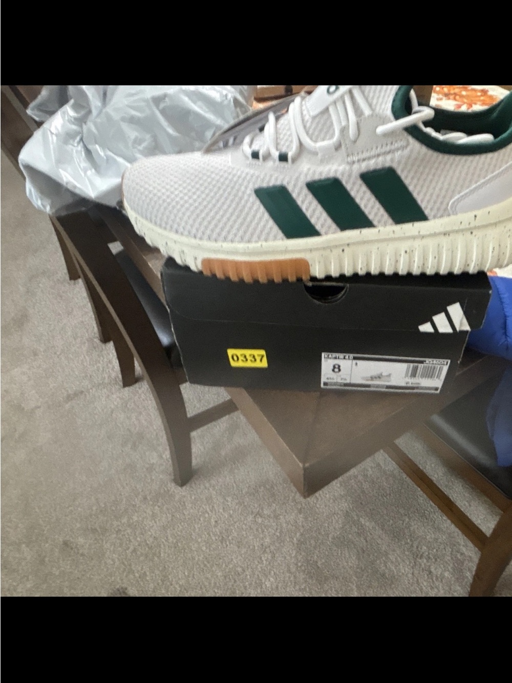 adidas Men’s Light Gray Sneakers with Dark Green Stripes